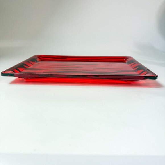 Guzzini Red Aqua Wavy Rectangular Acrylic Serving Tray Made In Italy - Picture 2 of 6